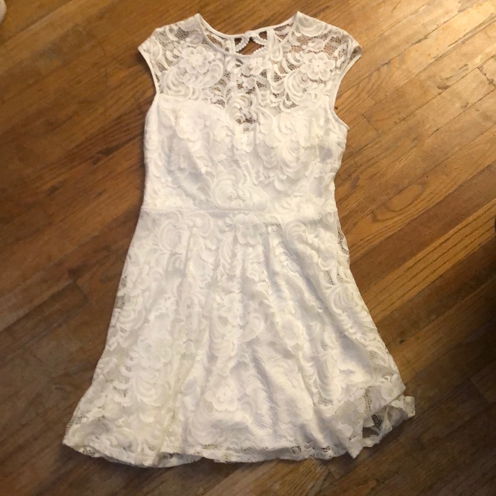B Darlin white lace a-line dress